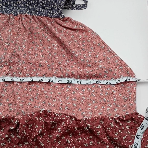 Band Of The Free Tiered Dress Smocked Large Ditsy Floral Western Garden Prairie - Picture 9 of 12